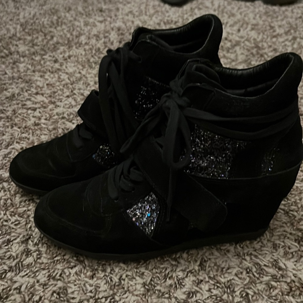 ASH Bowie Wedge size 39 (US 8) Black with sequins.